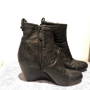 Balenciaga black ankle wedge boots.